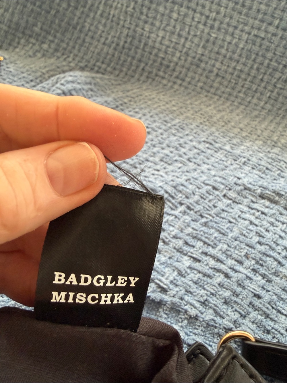 Badgley Mischka Black Quilted Shoulder Bag with Gold Chain Trim - Picture 5 of 5